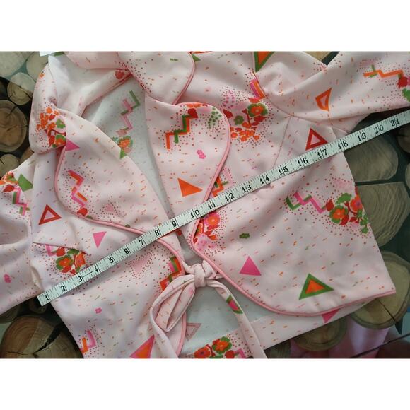 Vintage Maxi Dress and Matching Shrug Jacket Set 1960s Mod Geometric Floral Pink - Picture 12 of 15